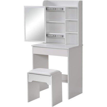Schminktisch mit Hocker & Spiegel – Weißes Schlafzimmer-Set