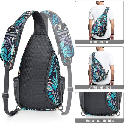 Sling Bag Rucksack mit Diebstahlschutz, Ahornblattblau