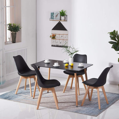 Skandinavischer Esstisch 110cm Schwarz mit 4 Stühlen