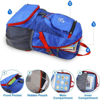 Ultraleichter Faltbarer 20L Rucksack Outdoor Daypack Blau
