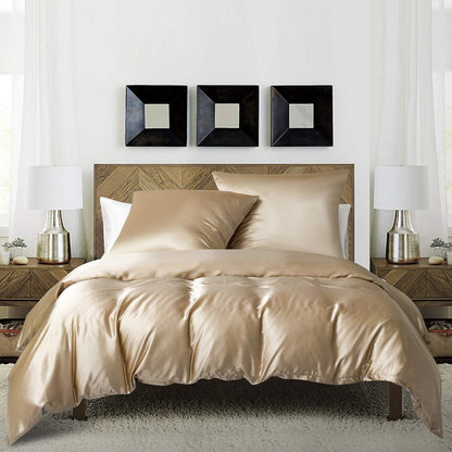 Satin Bettwäsche Set 135x200cm - Goldfarben, 4-teilig