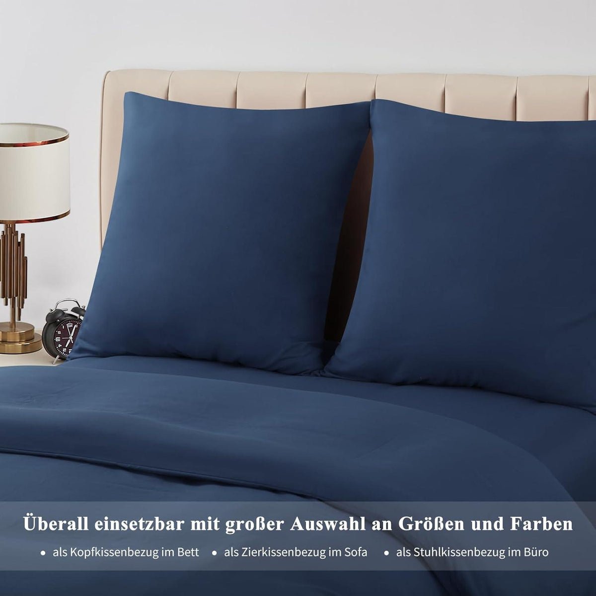 Kissenbezug 80x80 Blau Mikrofaser 2er Set reißverschlussfest