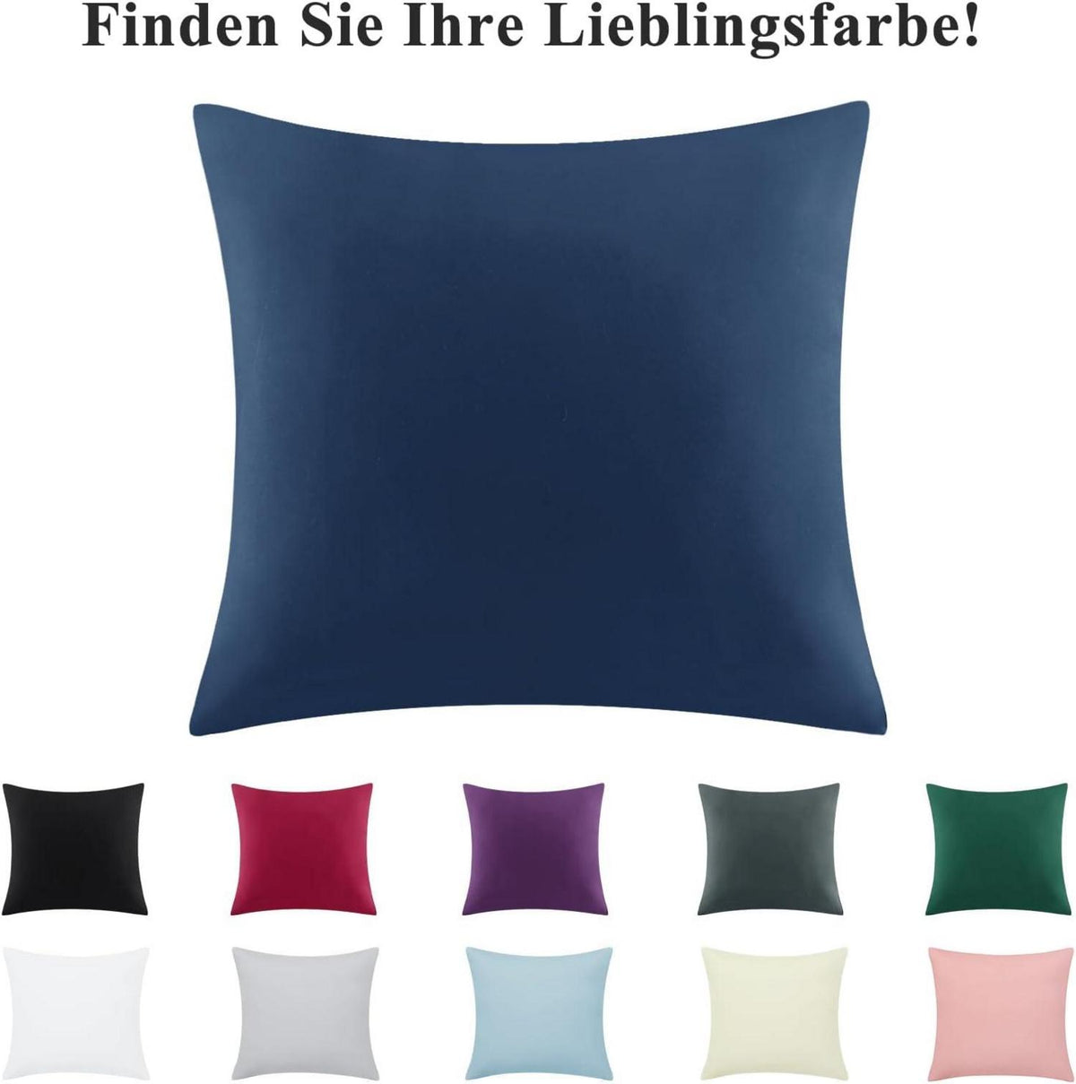 Blauer Kissenbezug 80x80 2er Set Mikrofaser Weich Reißverschluss