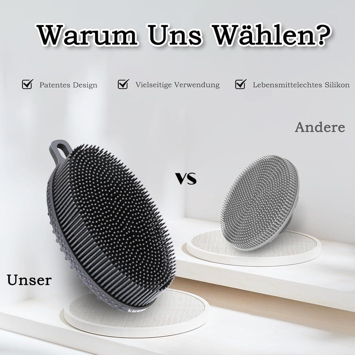 Körperbürste Silikon Doppelseitige Badebürste Massagebürste Schwarz