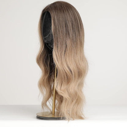 Lange braun-blonde Perücke mit Mittelpartikopfbedeckung