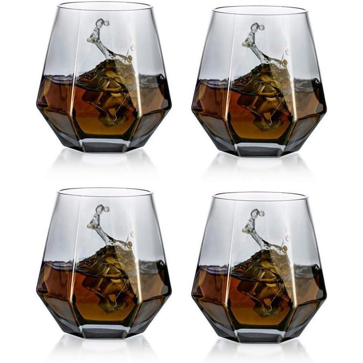 Whiskygläser 4er-Set Rauchgrau Gekippt Geometrisch 300ml