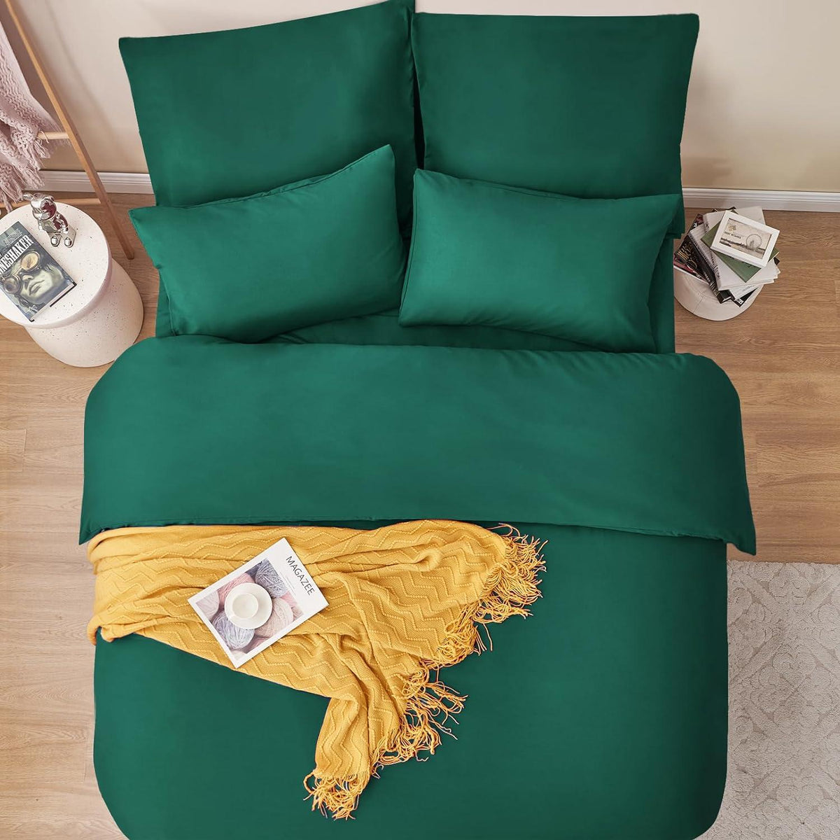 Bettwäsche 220x240 Grün 3tlg. Mikrofaser Set mit Reißverschluss
