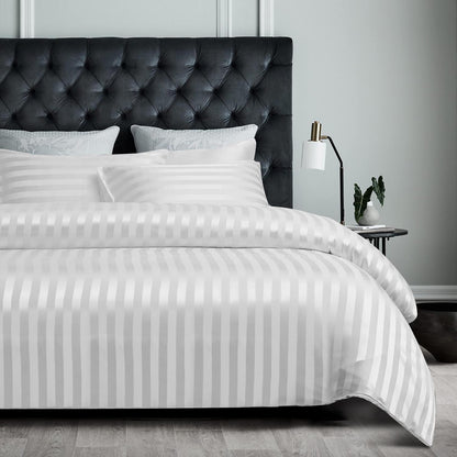 Damier Bettwäsche Set 220x240cm Weiß Satin Glanz 3-teilig