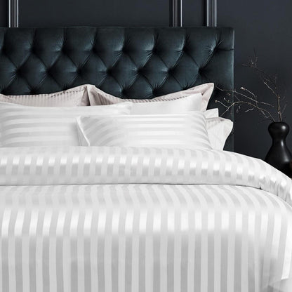 Damier Satin Bettwäsche-Set 200x220cm Weiß Glanzsatin 3-teilig