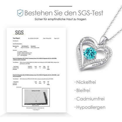 Herz Halskette 925 Sterling Silber Rosegold mit Geburtsstein und Zirkonia