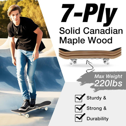Komplettes Cruiser Skateboard 31x8 Zoll – Robust & Für Anfänger