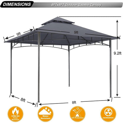 2,5x2,5m Gartenpavillon mit Doppeldach, Dunkelgrau