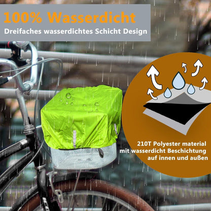 Fahrradkorb Abdeckung wasserdicht mit Reflektor Neon Gelb