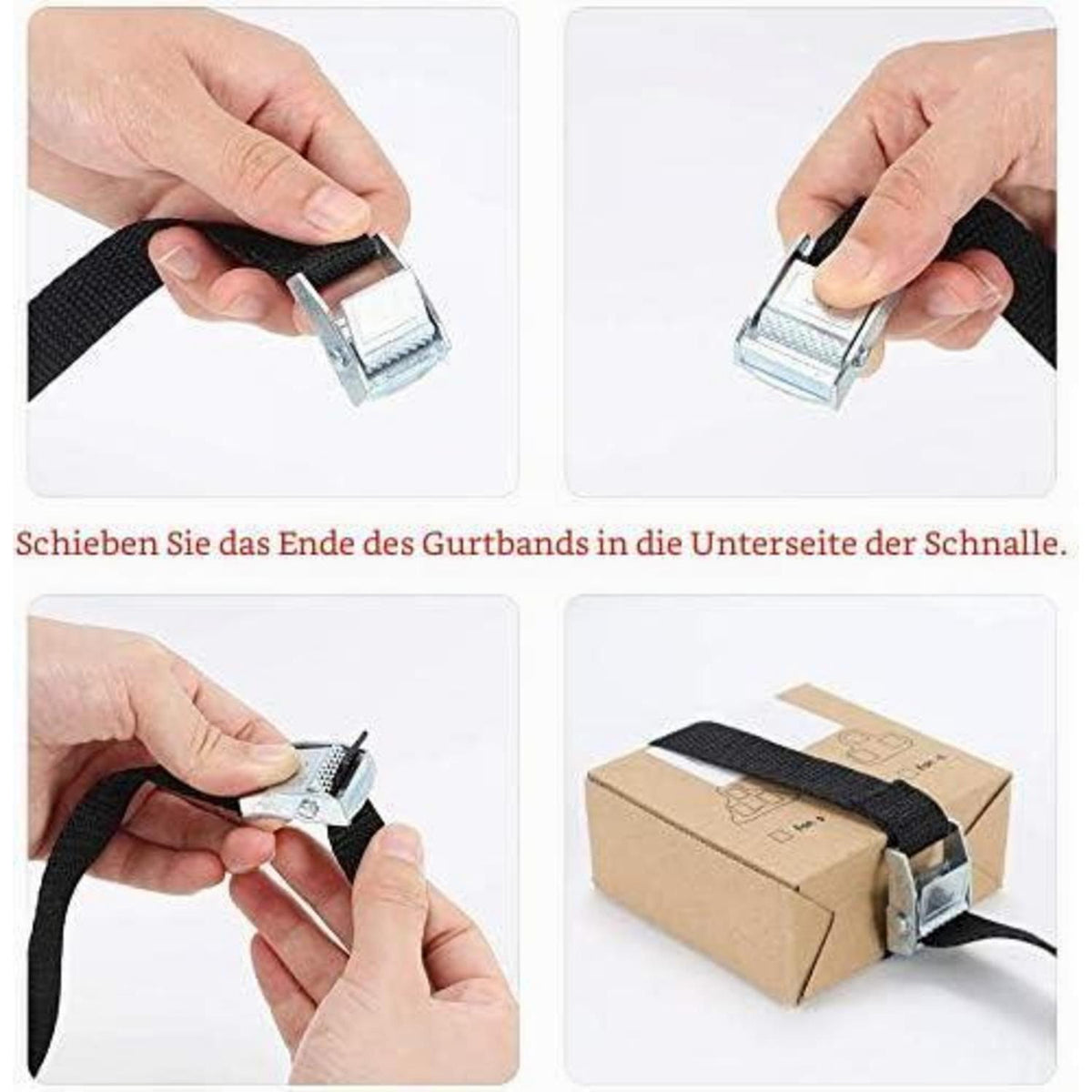 16 Spanngurte mit Klemmschloss – 2m, Schwarz, für Transport & Camping