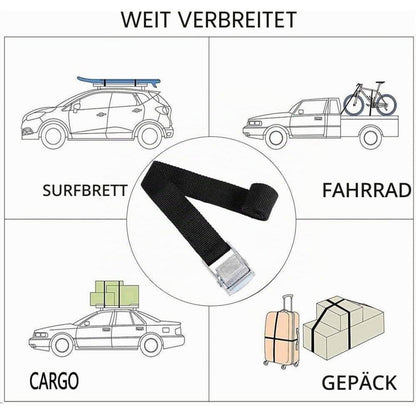 16 Spanngurte mit Klemmschloss – 2m, Schwarz, für Transport & Camping