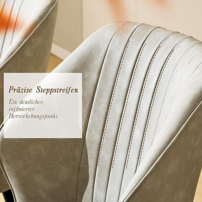 Gepolsterte Esszimmerstühle 4er Set Retro Beige in Lederoptik