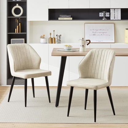 Esszimmerstühle Set 4er, Polsterstuhl Modern Creme in Lederoptik
