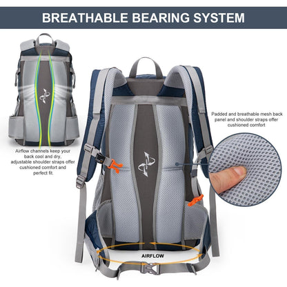 40L Trekkingrucksack Blau Orange - Outdoor Rucksack für Wandern & Reisen