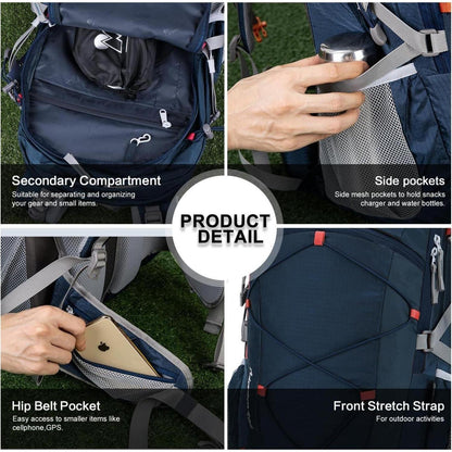 40L Trekkingrucksack Blau Orange - Outdoor Rucksack für Wandern & Reisen
