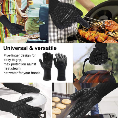 Premium Grillbesteck Set 9tlg mit Grillhandschuhe bis 800°C