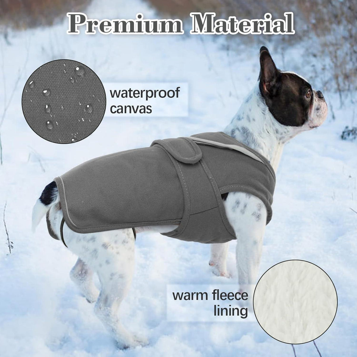 Hundemantel Winter Fleecejacke Reflektierend wasserdicht XS-3XL Grau