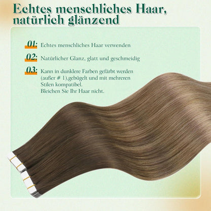 Echthaar Tape Extensions Blond Ombre 50cm