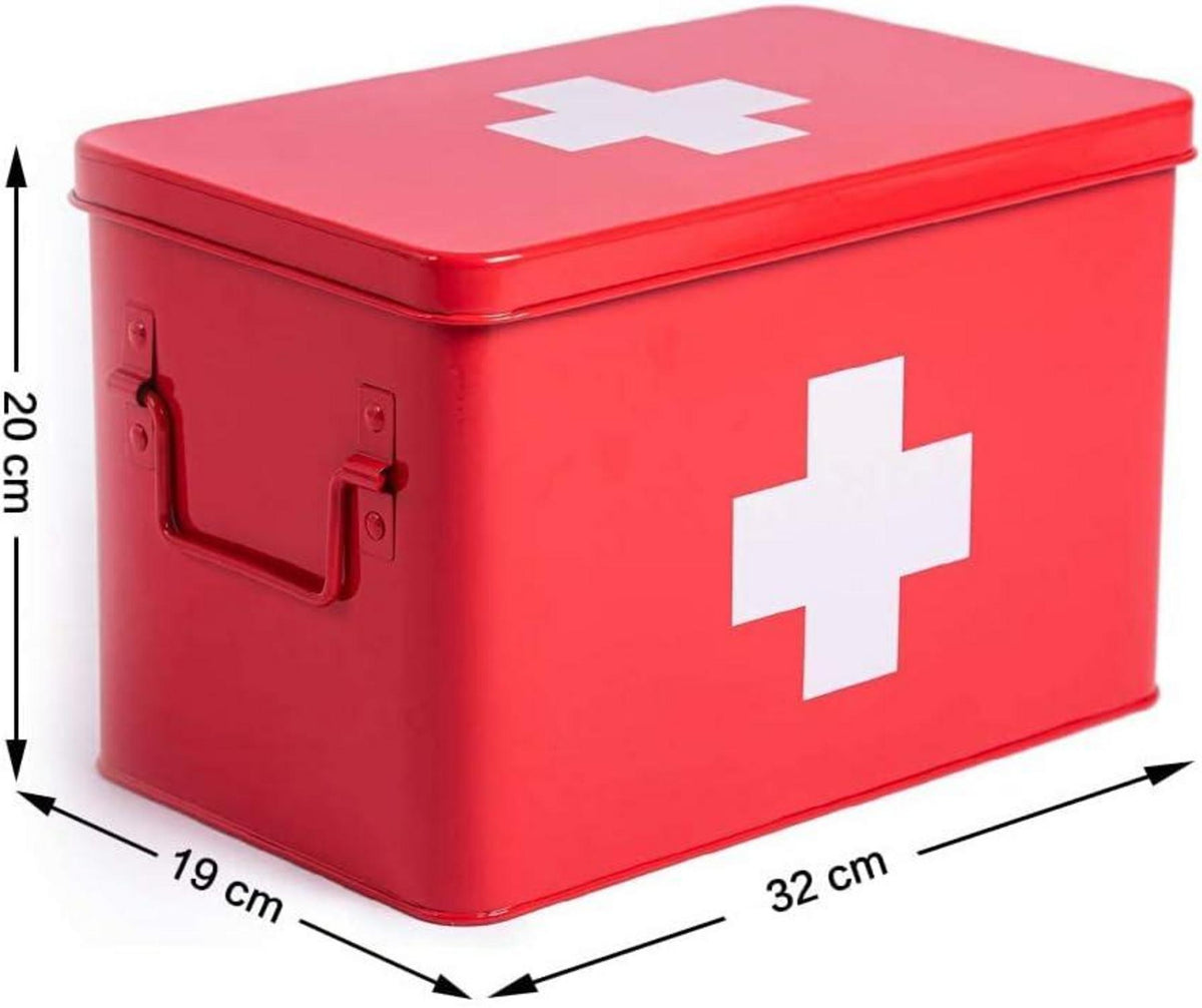 Metall Erste Hilfe Koffer Medizinbox Schrank XXL Rot 32x19x20cm