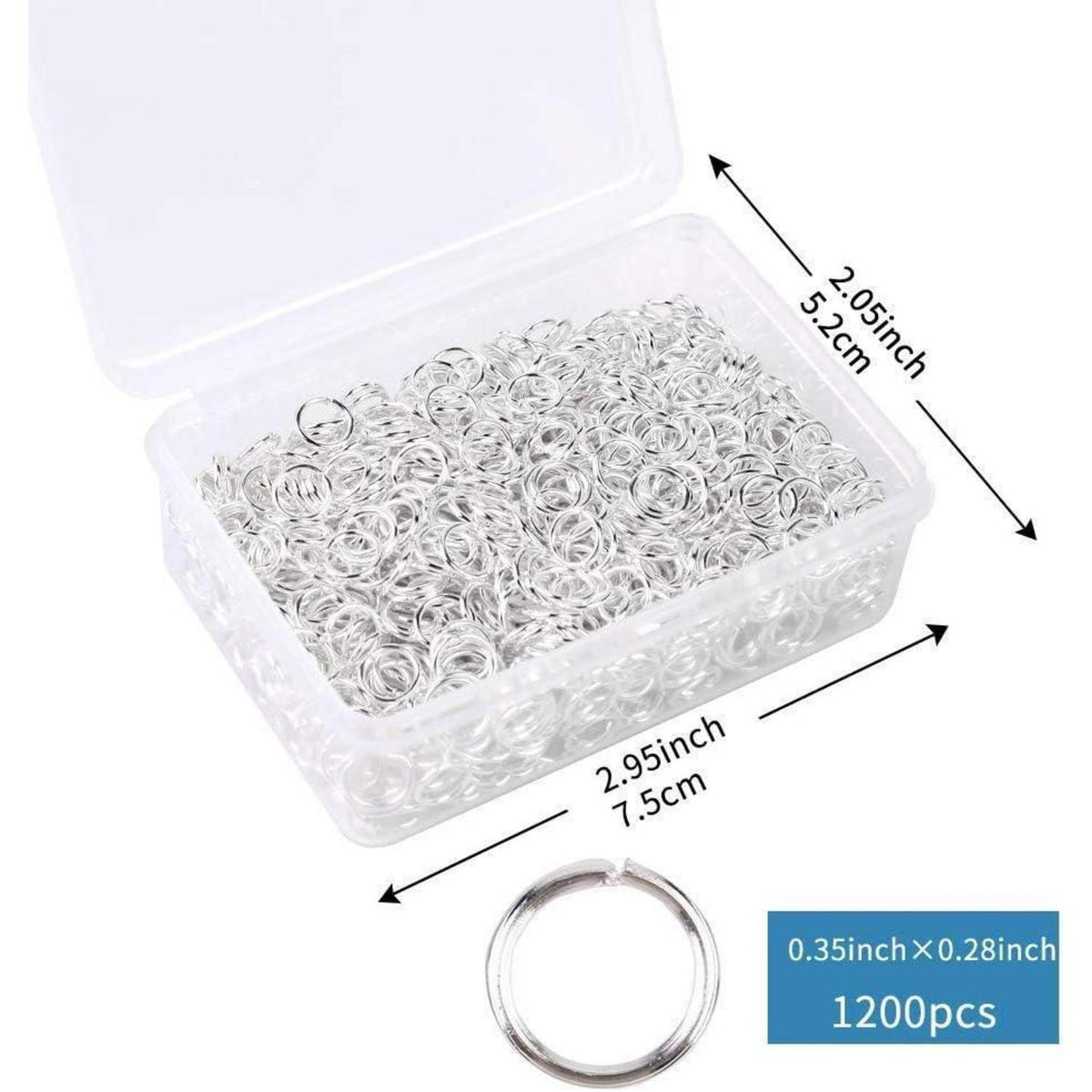 1200 Spaltringe für Schmuckherstellung mit Box