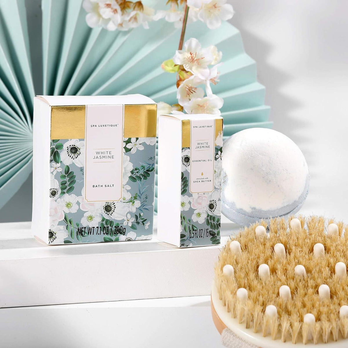 Luxuriöses 15-teiliges Spa Geschenkset mit Jasmin & Handtasche