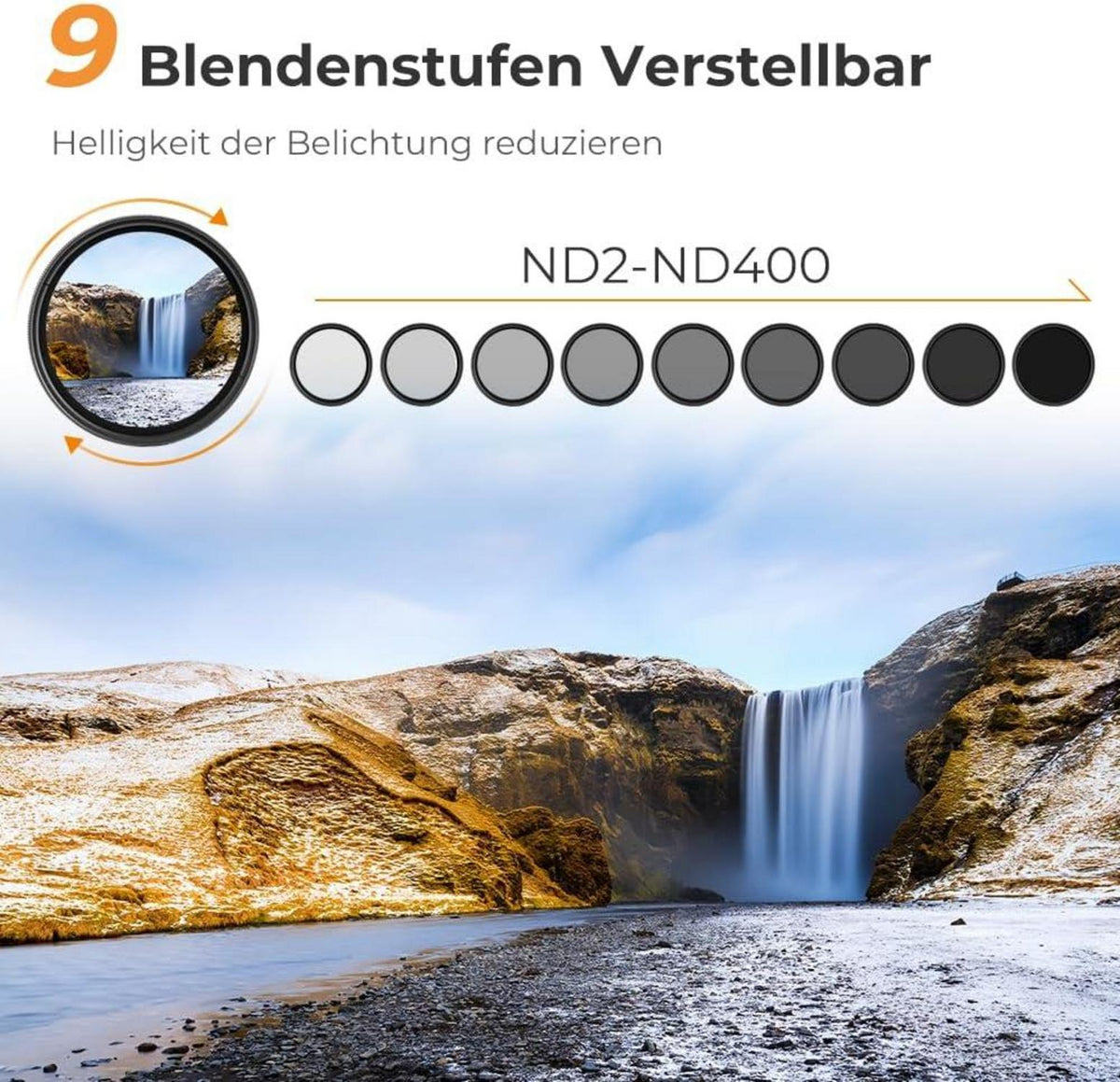 82mm Variabler ND Filter ND2-ND400 Slim Graufilter
