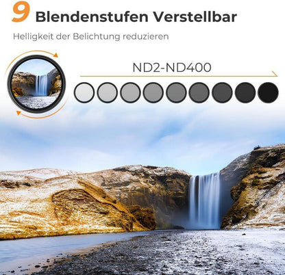 82mm Variabler ND Filter ND2-ND400 Slim Graufilter
