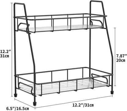 2 Etagen Gewürzregal Stehend Metall Organizer für Küche Schwarz