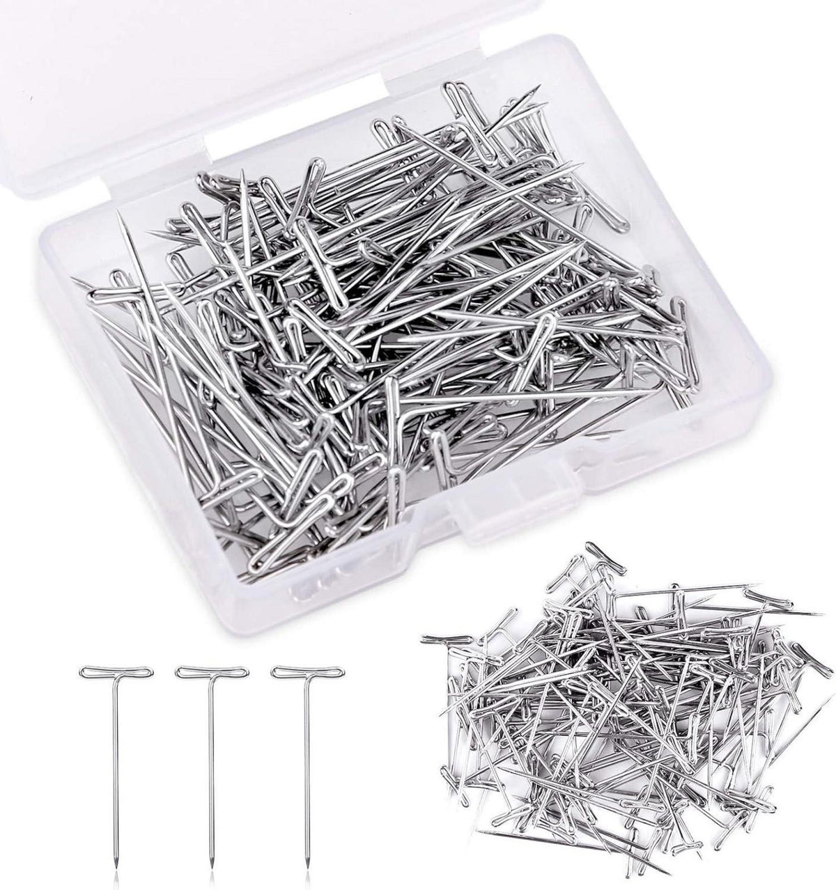 100 Stücke T-Nadeln Set 27mm T-Form Polsterung Aufbewahrungsbox