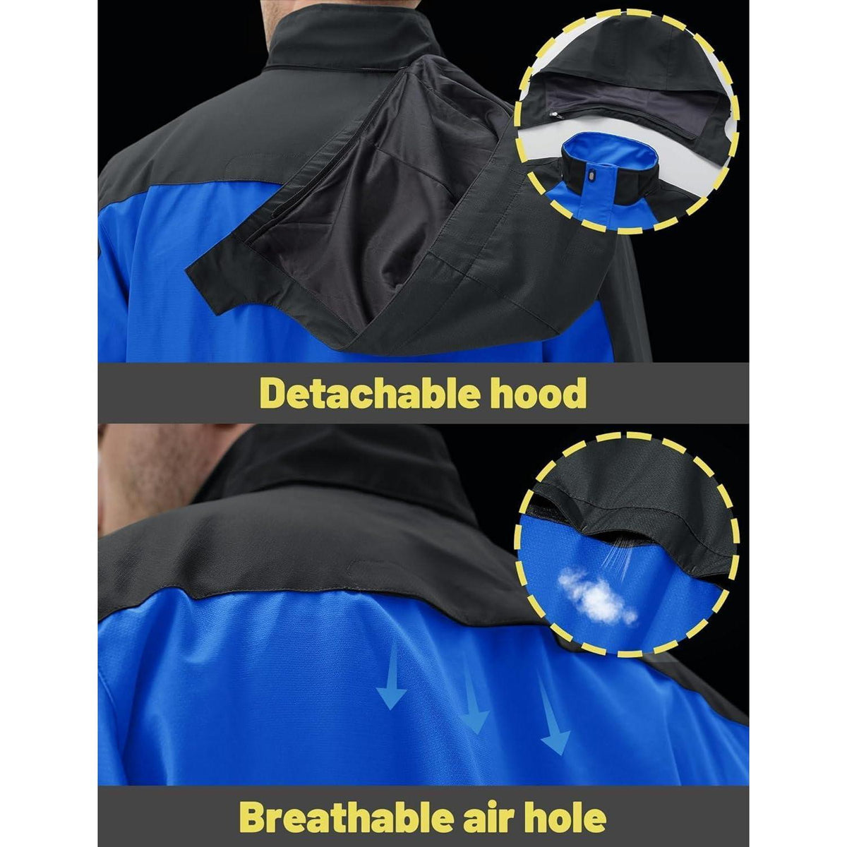Herren Übergangsjacke Wasserabweisend mit Kapuze Blau