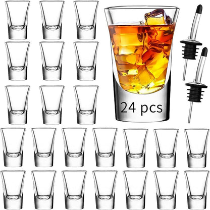 24er Schnapsgläser Set 35ml transparent schwerem Boden
