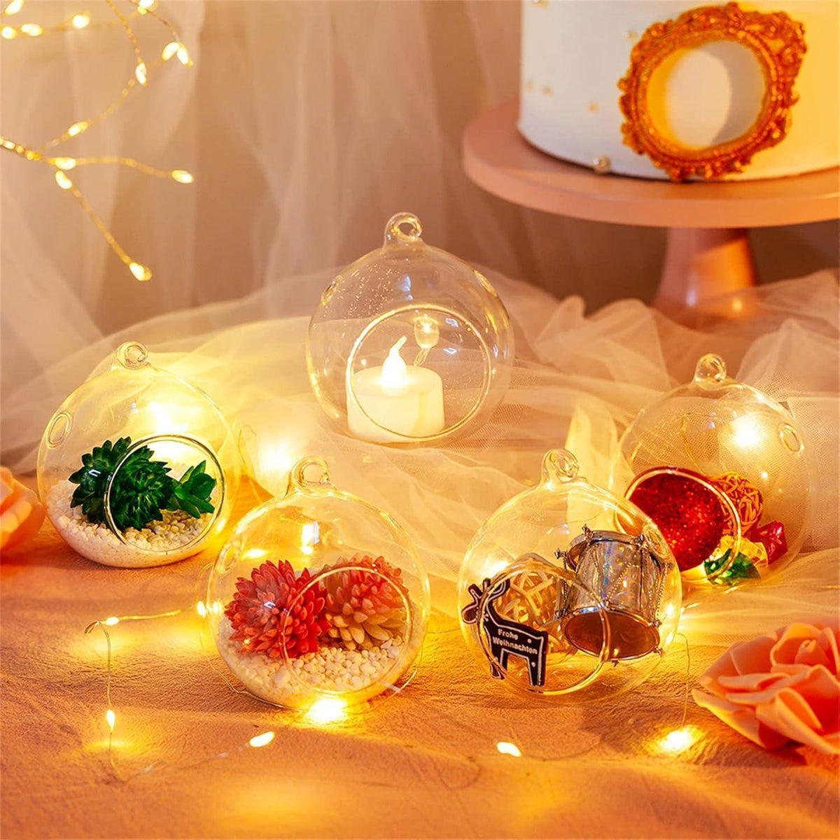 24 Hängende Glasball Kerzenständer – Romantische Deko für Hochzeit & Party