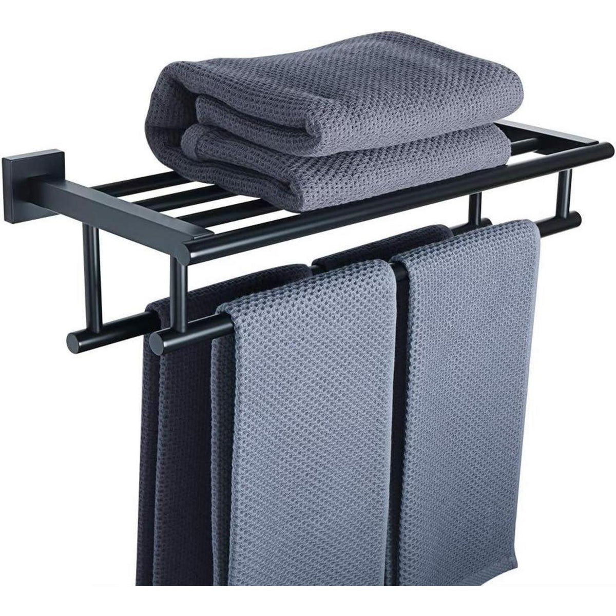 Doppelter Handtuchhalter Edelstahl Schwarz 50cm