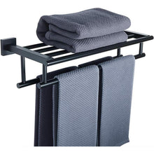 Doppelter Handtuchhalter Edelstahl Schwarz 50cm