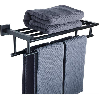 Doppelter Handtuchhalter Edelstahl Schwarz 50cm