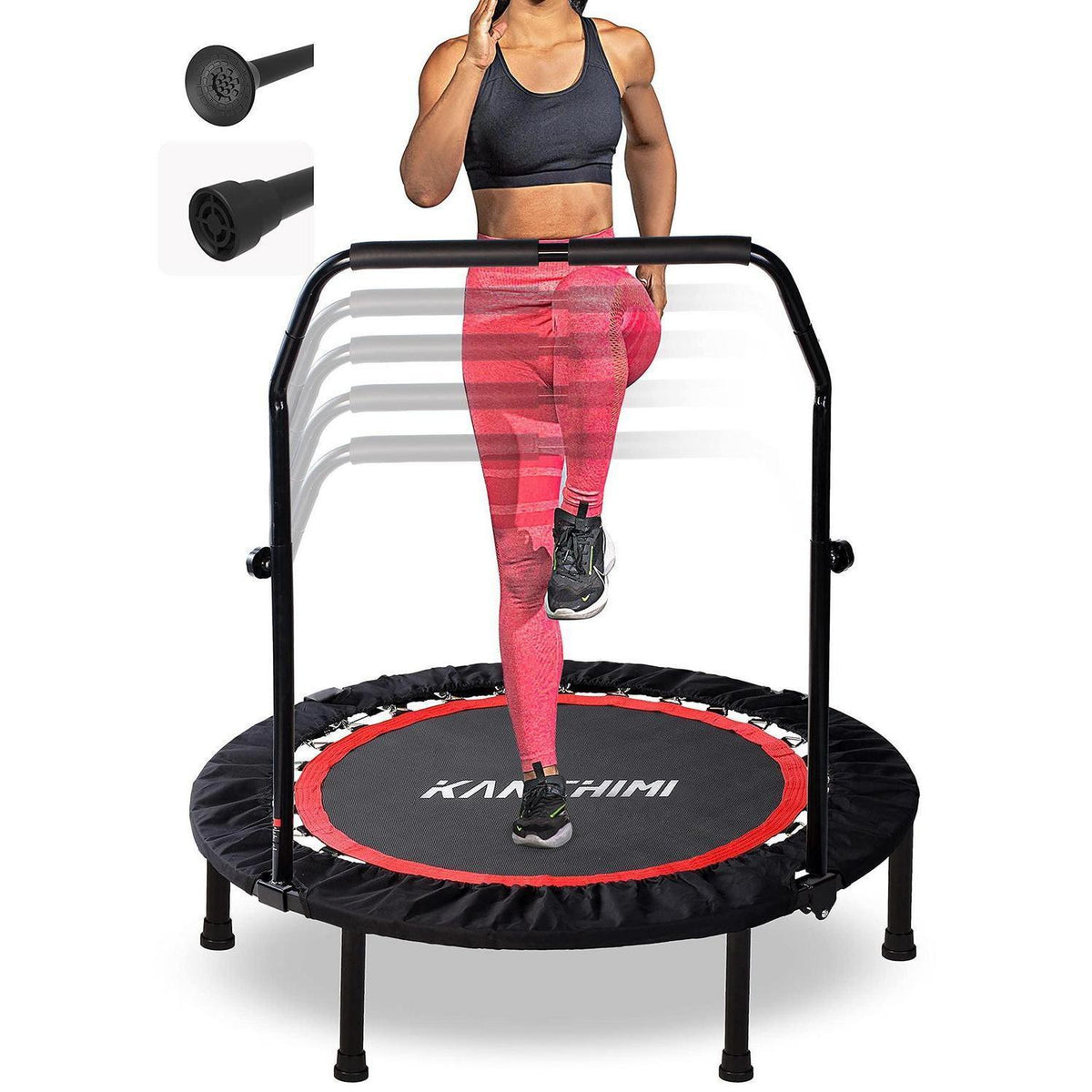 Faltbares Fitness Trampolin mit Griff – 101 cm, Schwarz