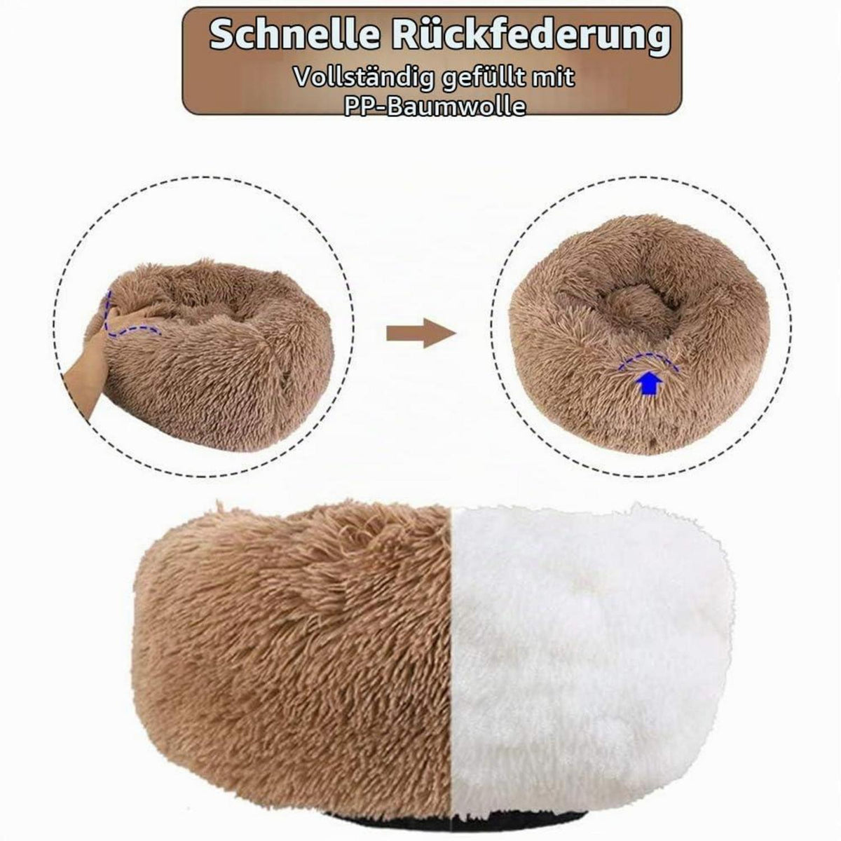 Flauschiges Hundebett Orthopädisch Braun L 110x110x20 cm