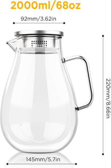 Glaskrug mit Filter und Rührstab  2 Liter - BPA-frei