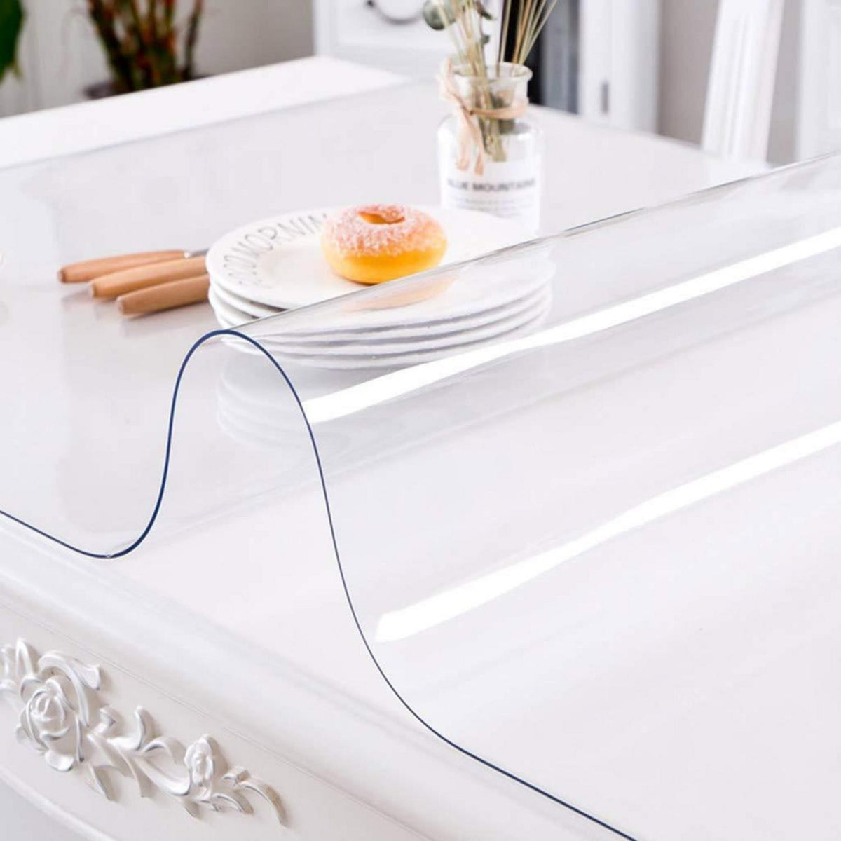 PVC Tischdecke Transparent Rechteck 90x200cm - 2mm Dicke