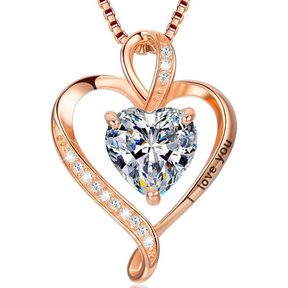 Silber Herz Kette Damen "I love you" Gravur & Geburtsstein