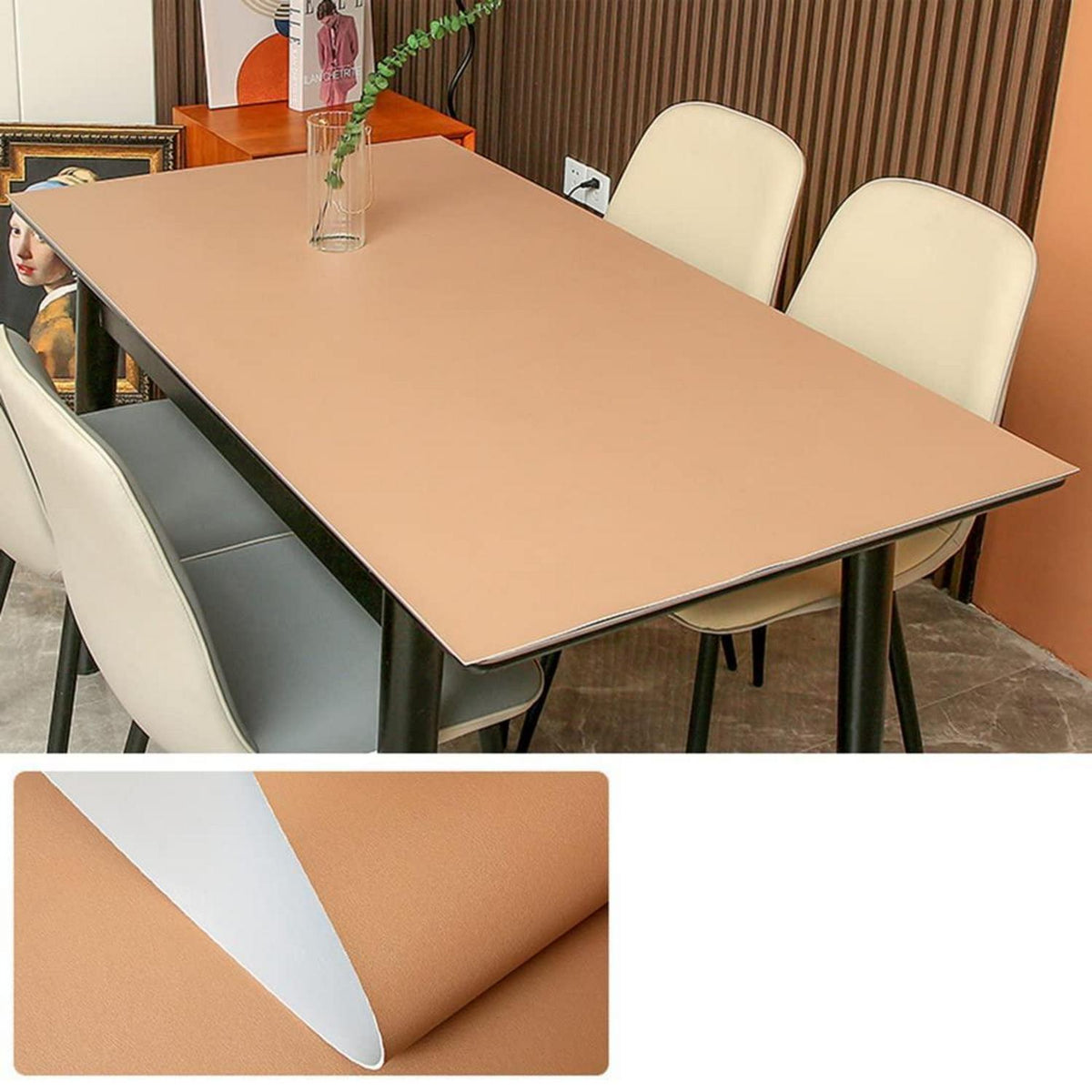 PU Tischdecke wasserdicht 90x180 cm Khaki Grau