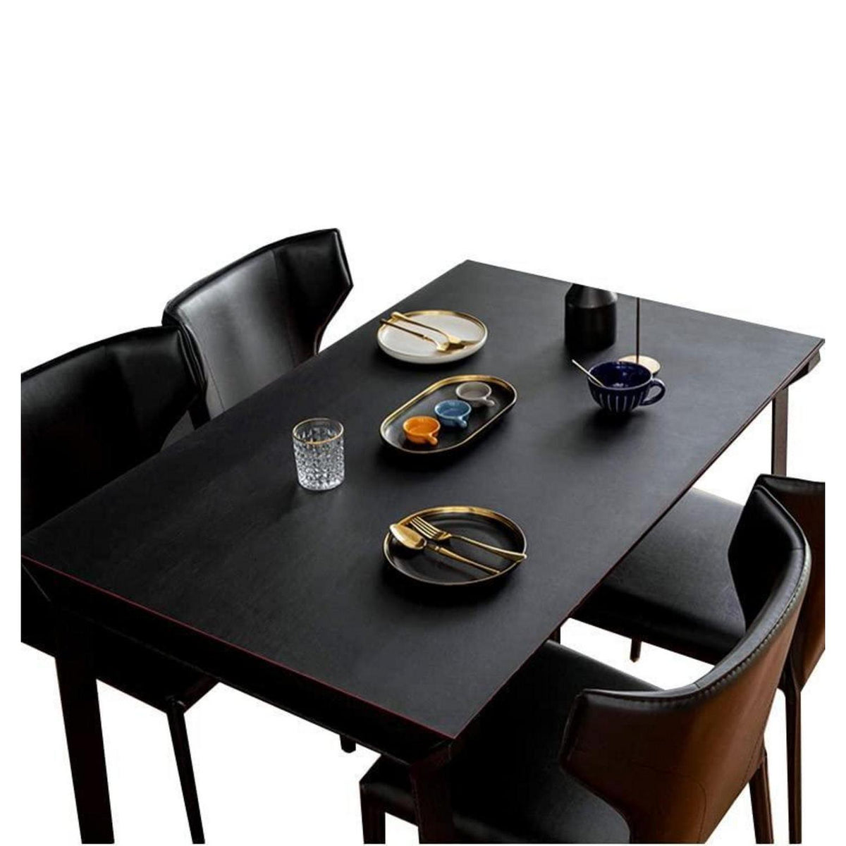 PU Tischdecke wasserdicht Schwarz Rot 90x180 cm