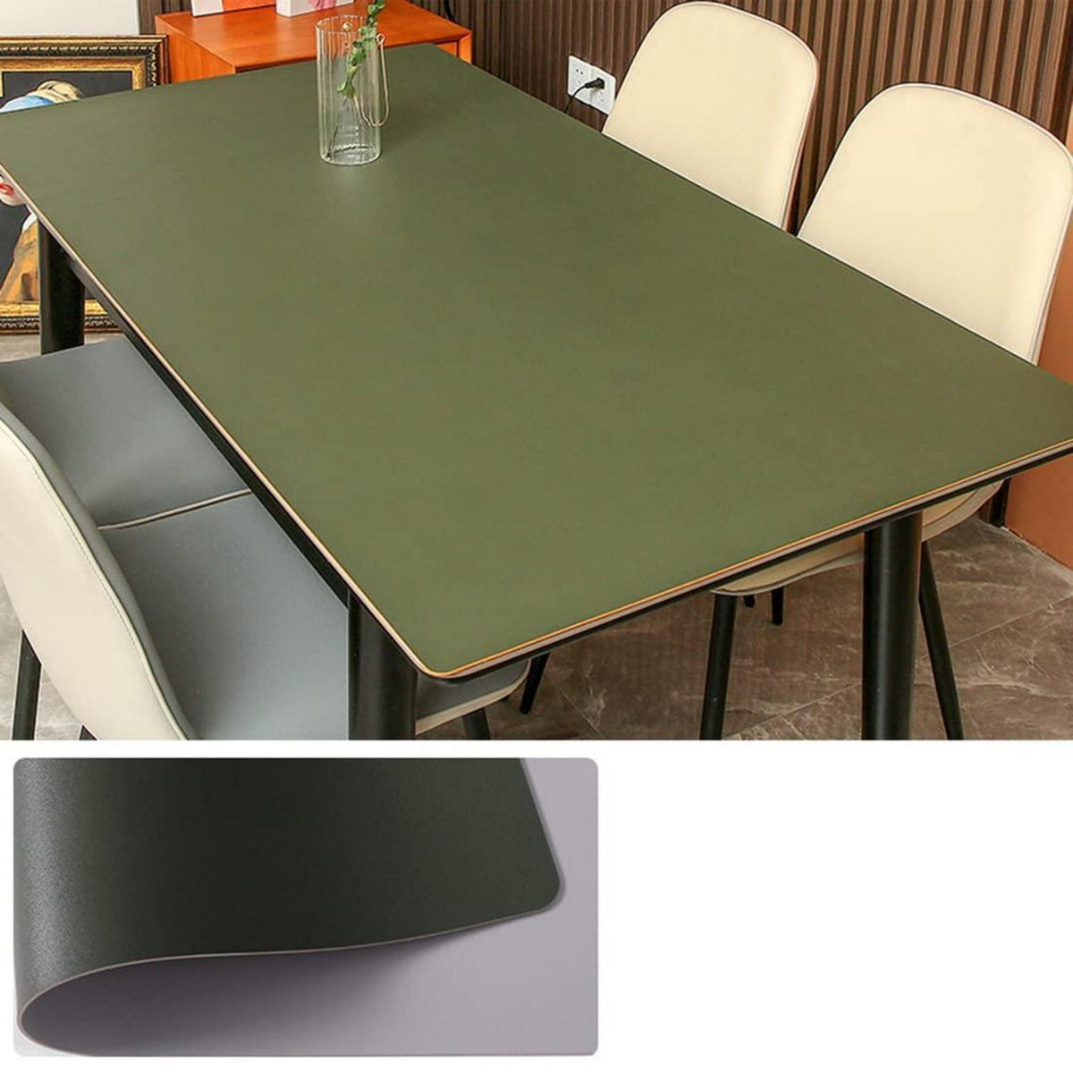 PU Tischdecke wasserdicht 90x160cm Grün Grau