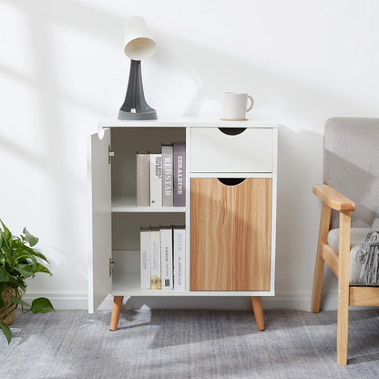 Weißes Sideboard mit Schublade & Türen – 60x30x73 cm