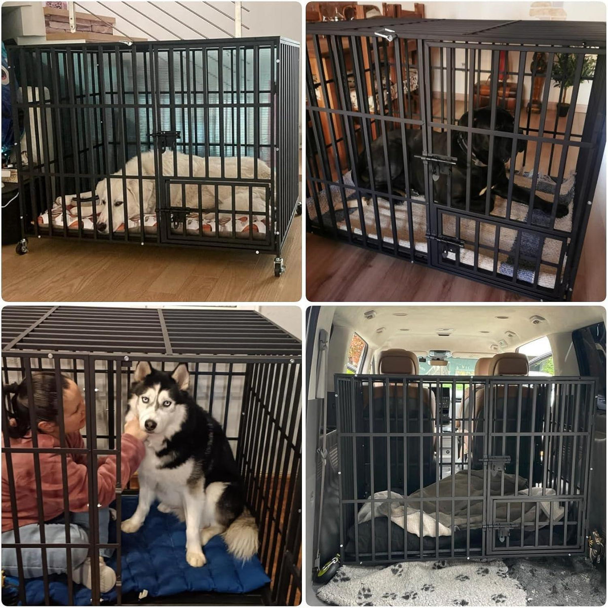 XXL Hundekäfig Metall – Transportbox für große Hunde mit 3 Türen