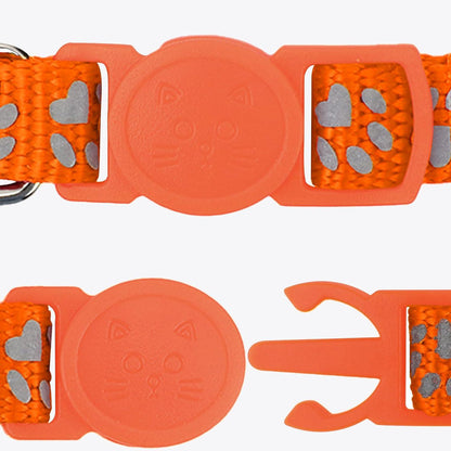 Reflektierendes Katzenhalsband mit Sicherheitsverschluss 2er Pack Orange